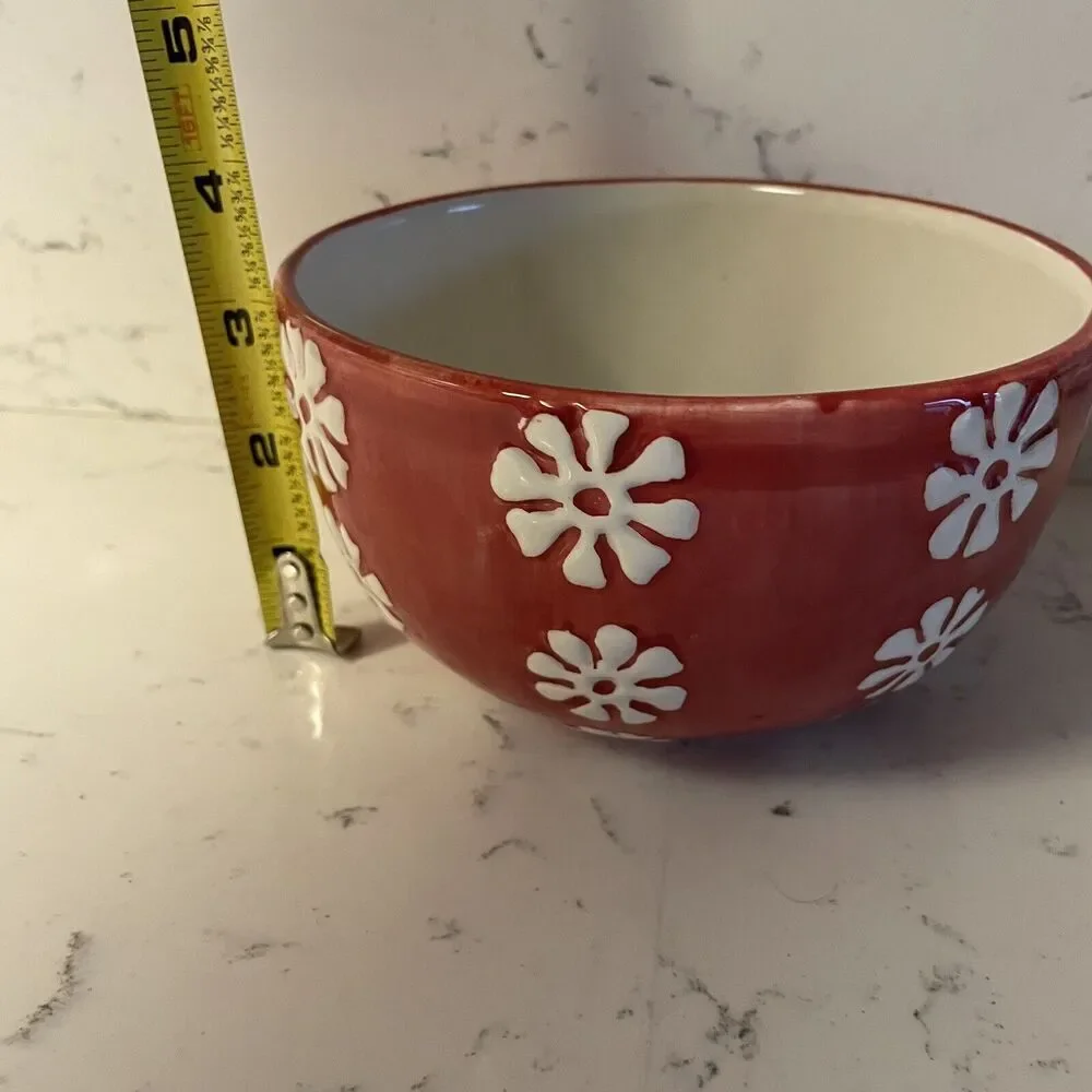 Bloom Rite Soup / Cereal Bowl Retro Vintage Groovy Flower Power Big Red Daisy‎
